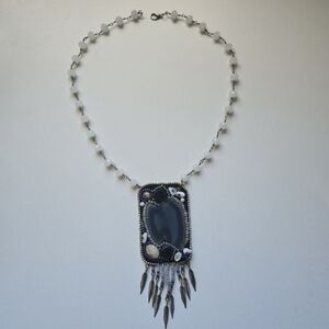 Artisan Beads & Geode Necklace